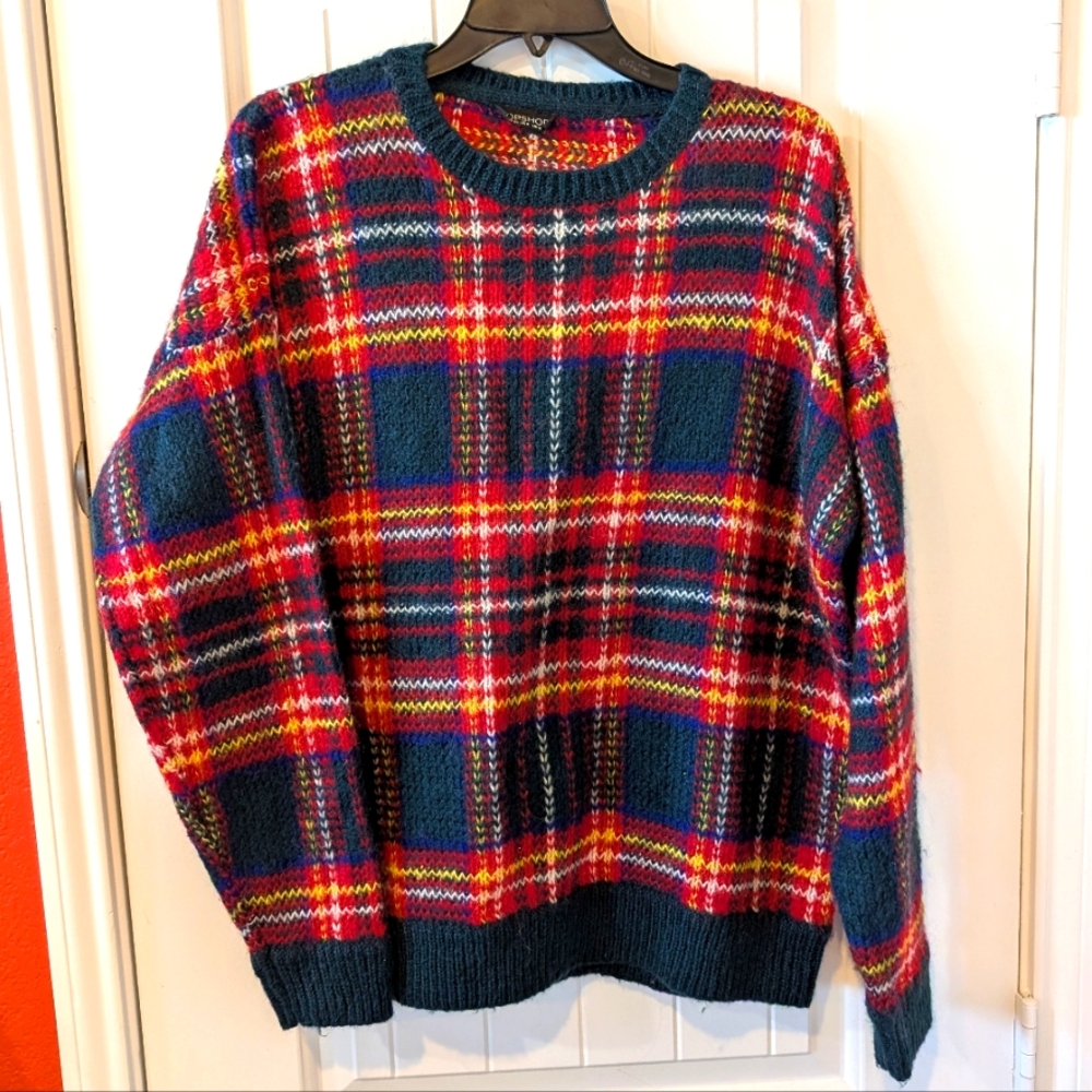 TopShop Plaid Oversized Sweater - Size 6